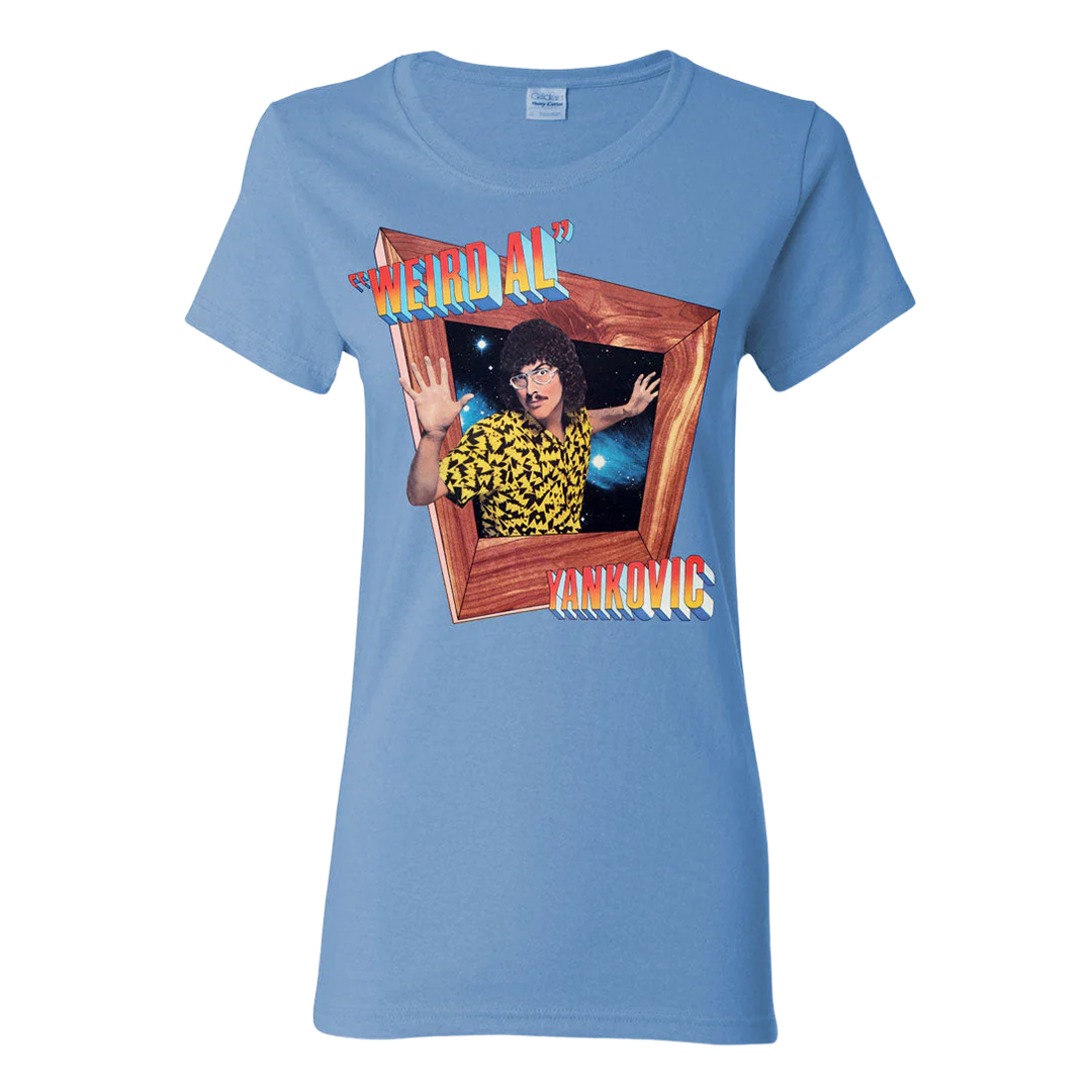 Blue t-shirt with a graphic design of a character and 'Wet Bandits' text on a white background