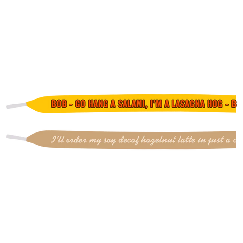 Two ski tips with humorous text on a white background