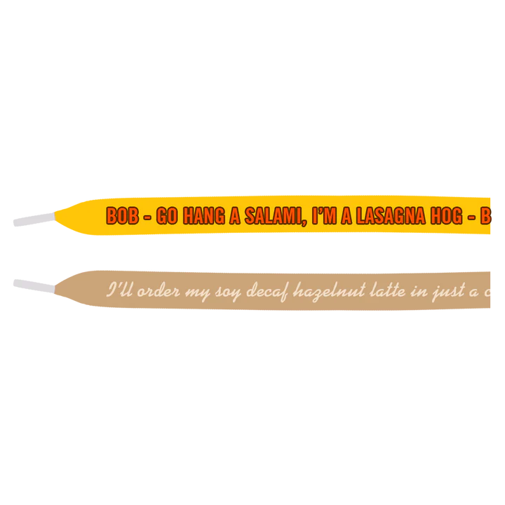 Two ski tips with humorous text on a white background