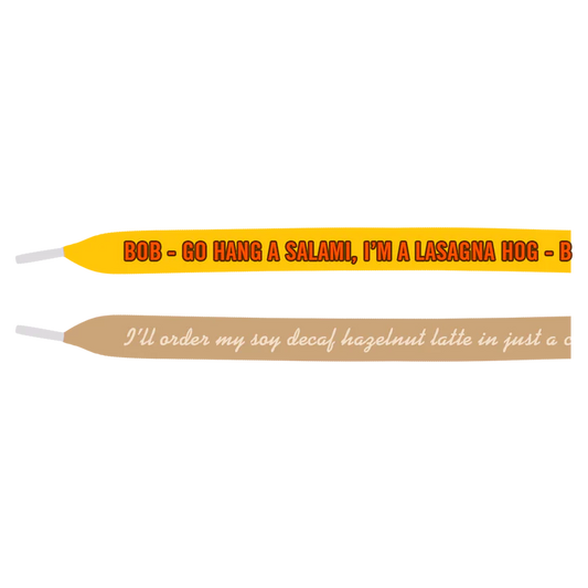 Two ski tips with humorous text on a white background